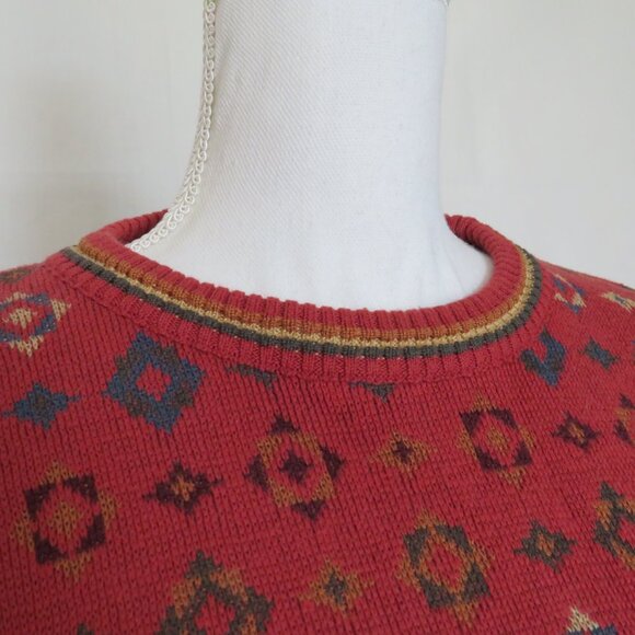 Mark Shale Geometric Pattern Ribbed Hem Long Sleeves Vintage Men’s Sweater L - Picture 3 of 7